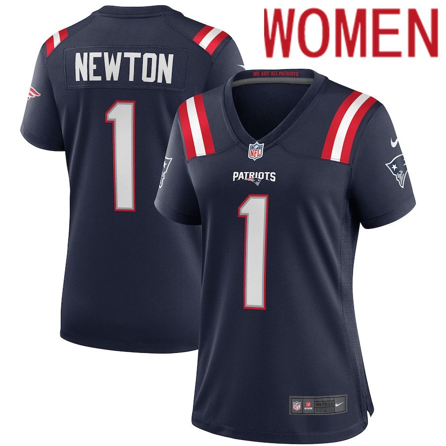 Women New England Patriots #1 Cam Newton Nike Navy Game NFL Jersey->women nfl jersey->Women Jersey